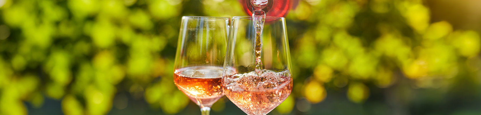 Roséwein in zwei Gläsern.