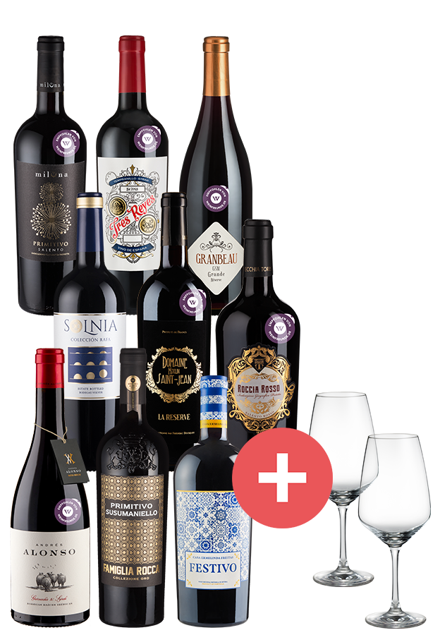 9er-Paket Weine des Jahres + GRATIS Schott-Zwiesel Gläser