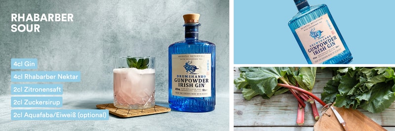 Cocktail-Empfehlung: Rhabarber Sour mit dem Gunpowder Irish Gin