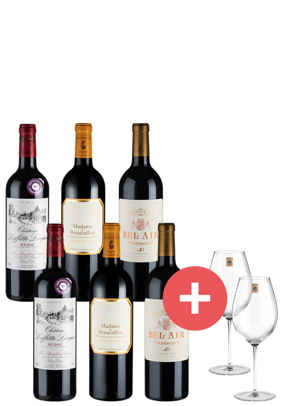 Image of 6er-Paket Premium Bordeaux-Weine + GRATIS Gläser - Weinpakete aus Frankreich