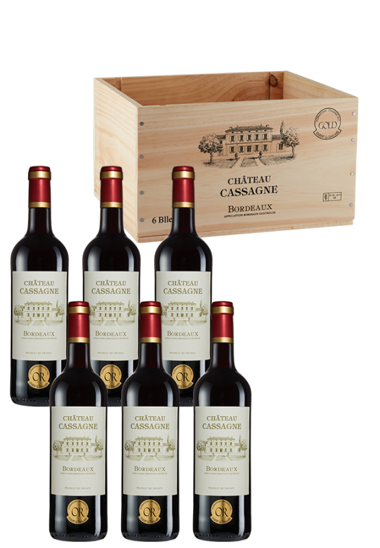 6er-Holzkiste Bordeaux AOP (2022) - Château Cassagne - Rotwein aus Bordeaux, Frankreich - Weinfreunde