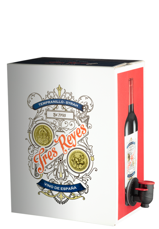 Image of Tres Reyes Tempranillo-Syrah Bag-in-Box - 3,0 L (2021) - Bodegas y Viñedos Muñoz - Rotwein aus Spanien