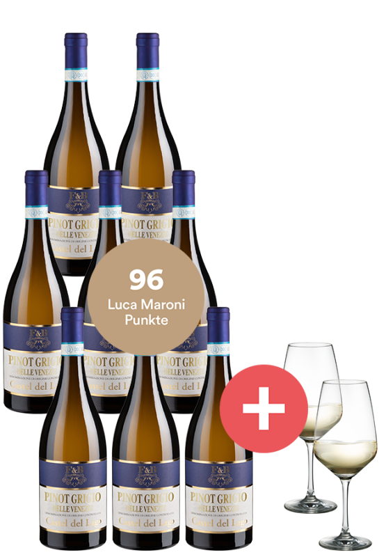 Image of 8er-Paket prämierter Pinot Grigio + 2er-Set Schott-Zwiesel Taste Gläser - Weinpakete