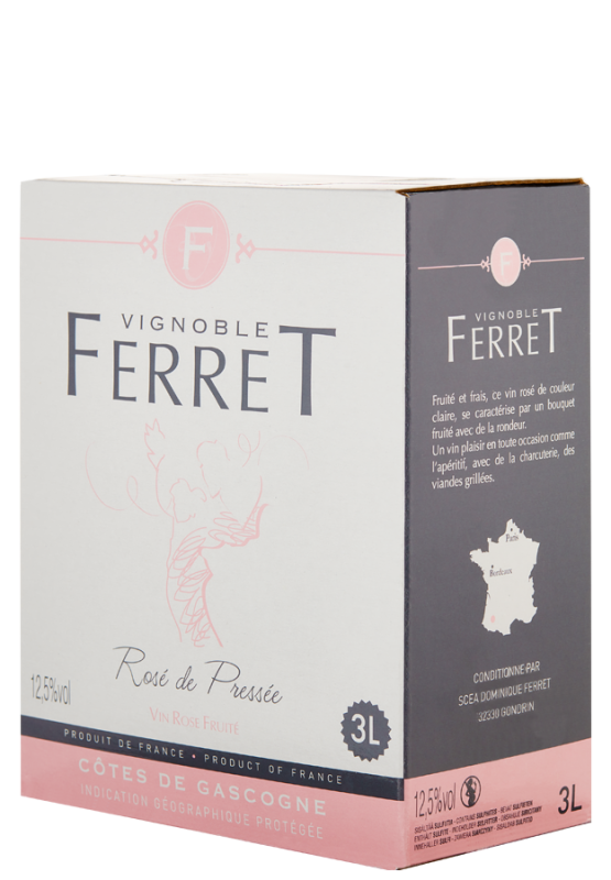 Image of Rosé de Pressée Côtes de Gascogne Bag-in-Box - 3,0 L (2023) - Vignoble Ferret - Roséwein aus Frankreich