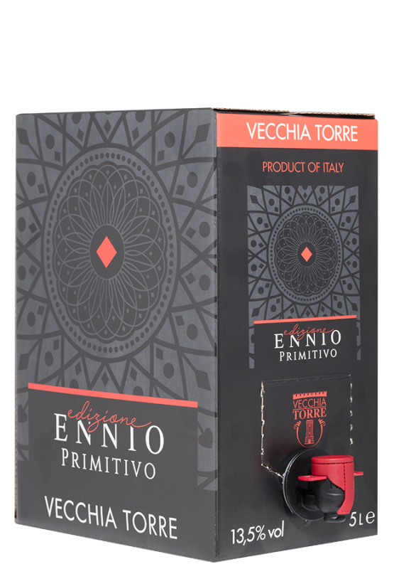 Edizione Ennio Primitivo Bag-in-Box - 5,0 L (2020) - Cantina Vecchia Torre - Rotwein aus Apulien, Italien - Weinfreunde