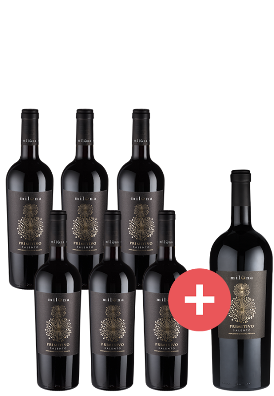 Image of 6er-Paket Miluna Primitivo Salento + GRATIS Magnumflasche - Cantine San Marzano - Weinpakete aus Italien